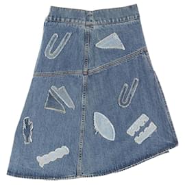 Chanel-Chanel Coco Mark Button Cotton Skirt-Blue