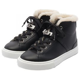 Hermès Kelly Buckle Leder Sneakers Schwarz