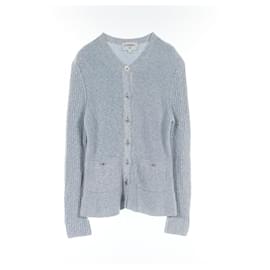 Chanel-Chanel Lion Button Silk Cardigan-Blue