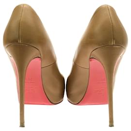 Christian Louboutin-Christian Louboutin Open Toe Heel Pumps Leather Pumps-Brown