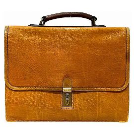 Autre Marque Goldpfeil Leather Business Bag Brown Bronze
