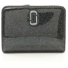 Marc Jacobs The Coated Glitter J Mark Compact Wallet Black