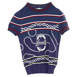 Hermès-Hermes Canoe Chaine d'Ancre Silk Cashmere Knitwear-Blue,Other