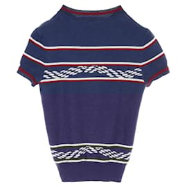 Hermès-Hermes Canoe Chaine d'Ancre Silk Cashmere Knitwear-Blue,Other