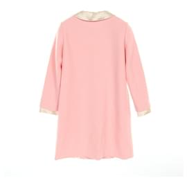 Gucci-Gucci WOOL REMOVABLE BOW CUFFS COLLAR COAT Wool Silk Coat-Pink