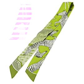 Hermès-Hermes Silk LES ZEBRES Twilly Scarf-Other,Orange