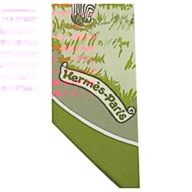 Hermès-Hermes Silk LES ZEBRES Twilly Scarf-Other,Orange