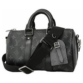 Louis Vuitton-Louis Vuitton Monogram Eclipse Reverse Keepall Bandouliere 25 Handbag-Brown,Black