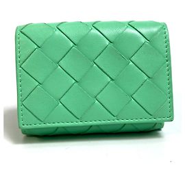 Bottega Veneta Intrecciato Tiny Tri-fold Wallet Green