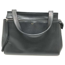 Céline Bolsa Celine Edge - Bolsa de ombro em couro preto Preto