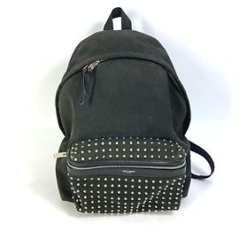 Yves Saint Laurent Studded Canvas Backpack Black