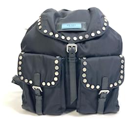Prada-Prada 1BZ811 Logo Studs Backpack-Black