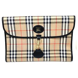 Pochette Clutch con Logo Check Burberry Beige