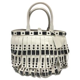 Prada B2466S Fransen-Handtasche Weiß