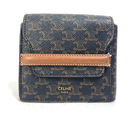 Céline Celine Triomphe braune Leder-Bifold-Geldbörse Braun Dunkelbraun