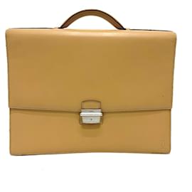 Cartier-Cartier Men's Beige Leather Business Handbag-Beige
