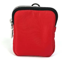 Prada-Prada 2NA026 Triangle Logo TESSUTO SOFT Two-Tone Pouch-Black,Red