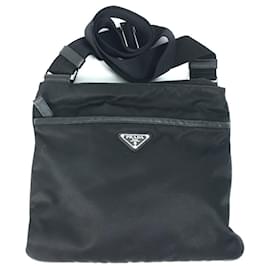 Prada-Prada 2VH053 Triangle Logo Shoulder Bag-Black