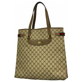 Gucci-Gucci GG Supreme Sherry Line Tote Bag-Brown