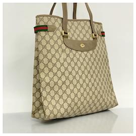 Gucci-Gucci GG Supreme Sherry Line Tote Bag-Brown