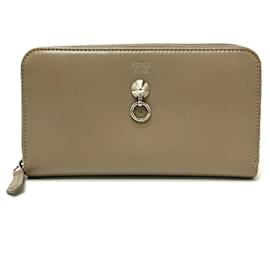 Fendi-Fendi 8M0299 By the Way Round Zip Long Wallet-Beige