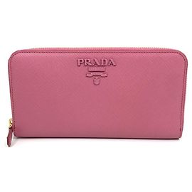 Prada Saffiano Leather Long Wallet Pink Other