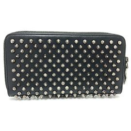 Cartera larga de cuero negro Christian Louboutin Negro