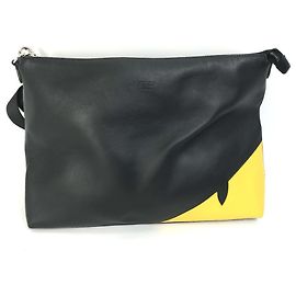 Borsa Clutch Fendi 7VA470 Monster Bugs Nero Giallo