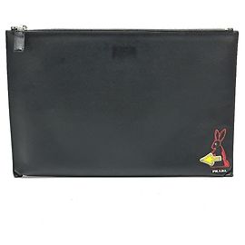 Borsa Clutch Coniglio Logo 2NG001 di Prada Nero