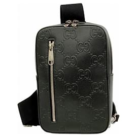 Gucci-Gucci GG Embossed Leather Sling Bag-Black