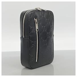 Gucci-Gucci GG Embossed Leather Sling Bag-Black