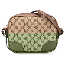 Gucci-Gucci Brown GG Canvas Bree Crossbody-Brown,Beige