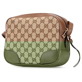 Gucci-Gucci Brown GG Canvas Bree Crossbody-Brown,Beige