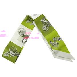 Hermès-Hermès Orange Voitures Exquises Twilly Silk Scarf-Orange