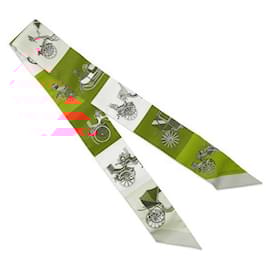 Hermès-Hermès Orange Voitures Exquises Twilly Silk Scarf-Orange