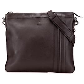 Gucci-Gucci Brown Leather Crossbody-Brown,Dark brown