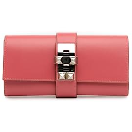 Hermès-Hermès Pink Tadelakt Medor Clutch 23-Pink,Other