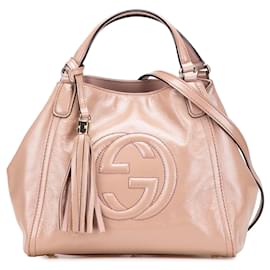 Gucci-Gucci Pink Small Patent Soho Satchel-Pink