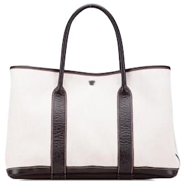 Hermès-Hermès Brown Toile and Negonda Garden Party 36-Brown,Beige