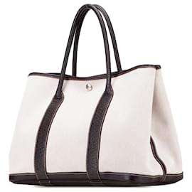 Hermès-Hermès Brown Toile and Negonda Garden Party 36-Brown,Beige