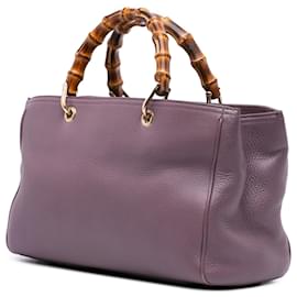 Gucci-Gucci Purple Medium Calfskin Bamboo Shopper Satchel-Purple