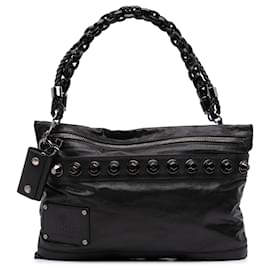 Gucci-Gucci Black Studded Calfskin Shoulder Bag-Black