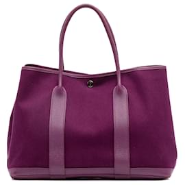 Hermès-Hermès Purple Toile and Negonda Garden Party 36-Purple,Dark purple