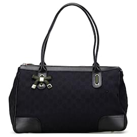 Gucci-Gucci Black GG Canvas Princy Shoulder Bag-Black