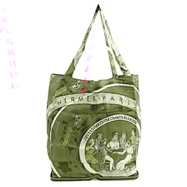 Hermès-Hermès Red Jeu des Omnibus et Dames Blanches Silky Pop Tote-Red