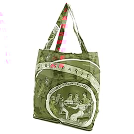 Hermès-Hermès Red Jeu des Omnibus et Dames Blanches Silky Pop Tote-Red