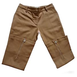 Pantalones Marni Camel de Lana de Corte Recto con Cremallera Tobillo Camello