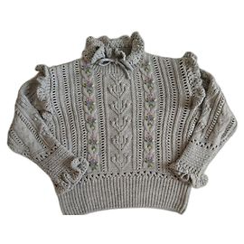 Zara Pullover Grau Blumenstickerei Oversize S Grau