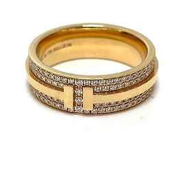 Tiffany & Co Anello Tiffany T Due Larghezza Pavé di Diamanti Rosa