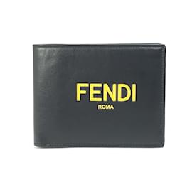Fendi-Fendi 7M0001 Logo Bifold Wallet-Black,Yellow